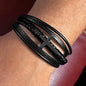 Gift For Son | Do Your Best Men's Cross Leather Bracelet