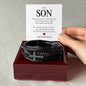 Gift For Son | My Greatest Gift Men's Cross Leather Bracelet