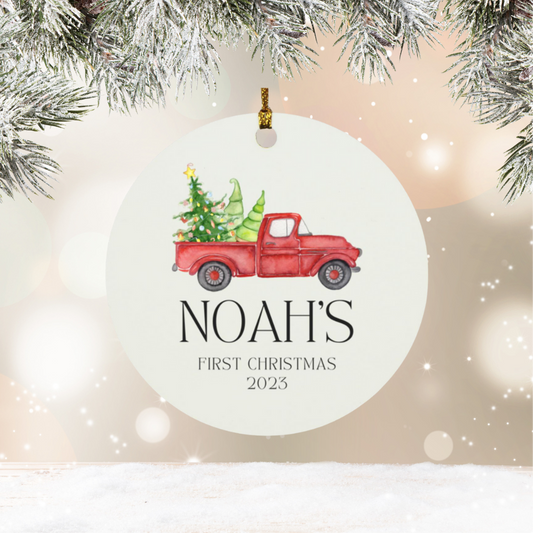 First Christmas Personalized Circle Ornament