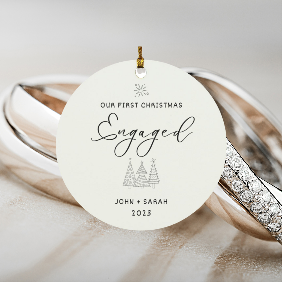 Our First Christmas Engaged Personalized Circle Ornament