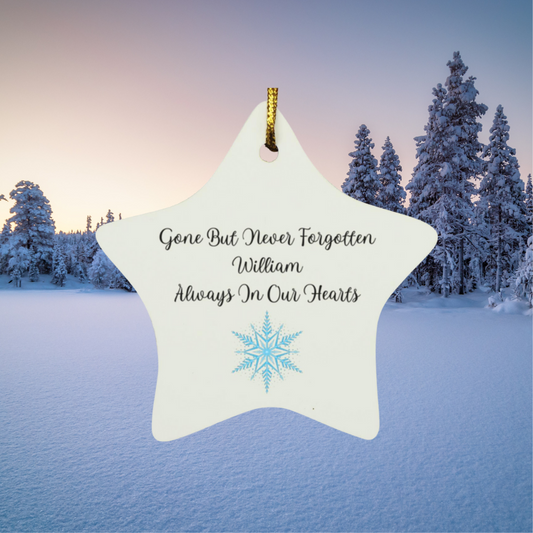Gone But Never Forgotten Personalized Snowflake Star Ornament