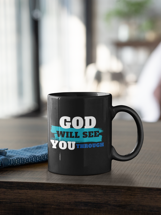 God Will See You Through Mugs - Blue