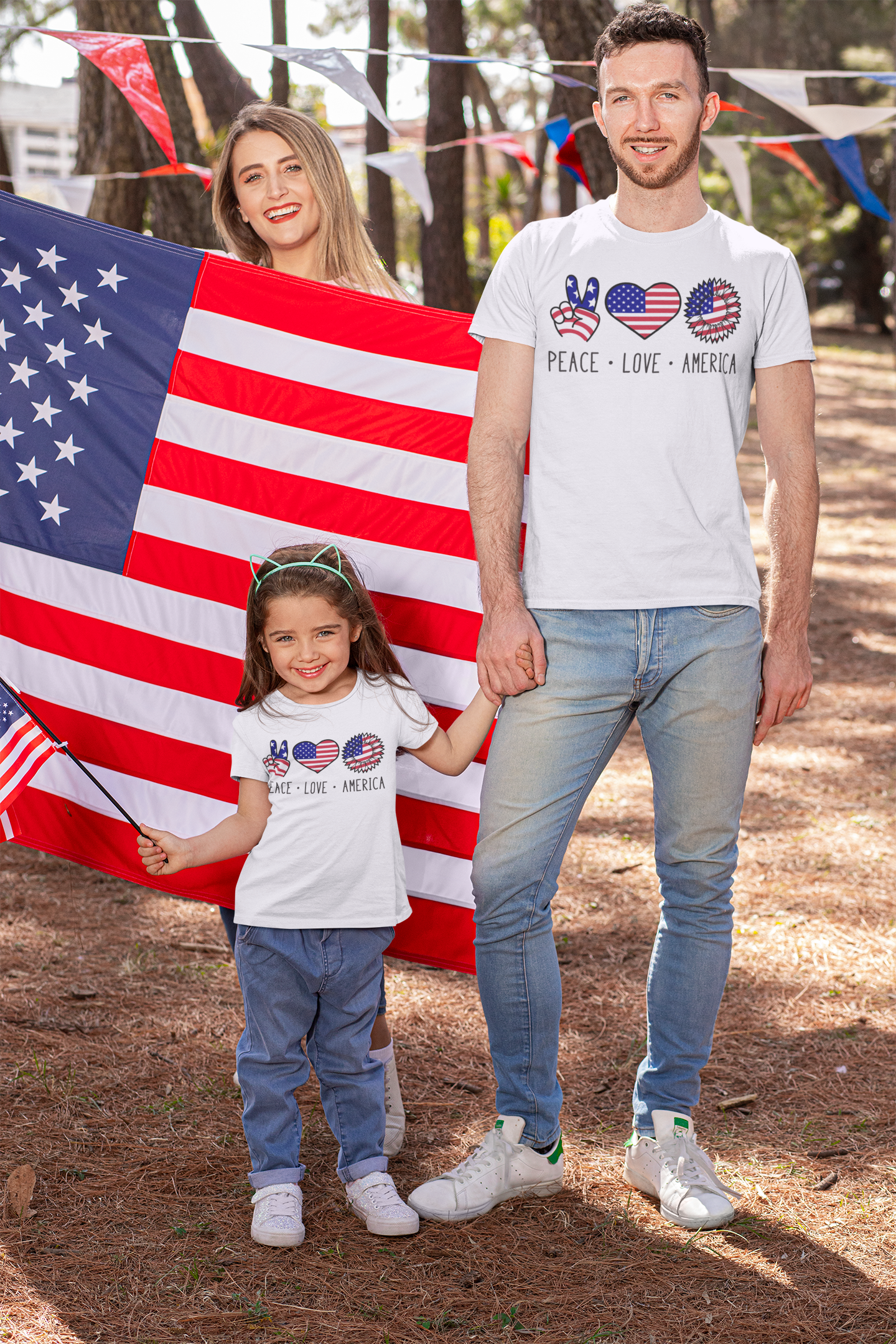 Peace Love America Family Matching T-Shirts