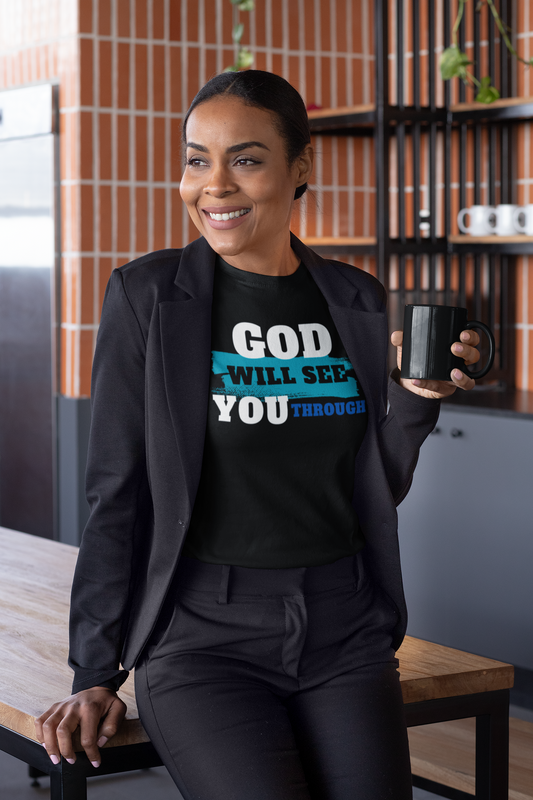 God Will See You Through T-Shirt - Blue