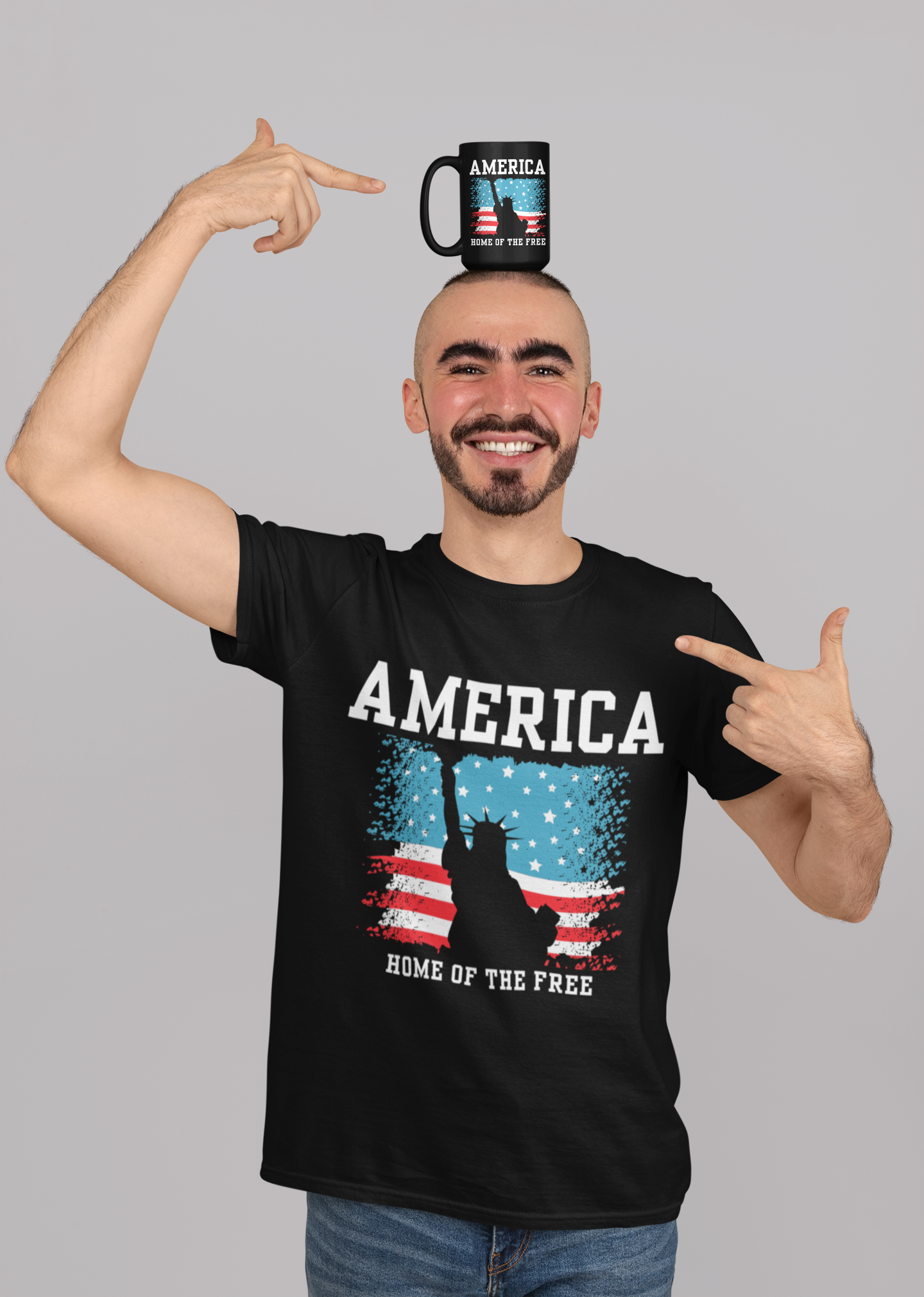 America Home of the Free Liberty Black Mug