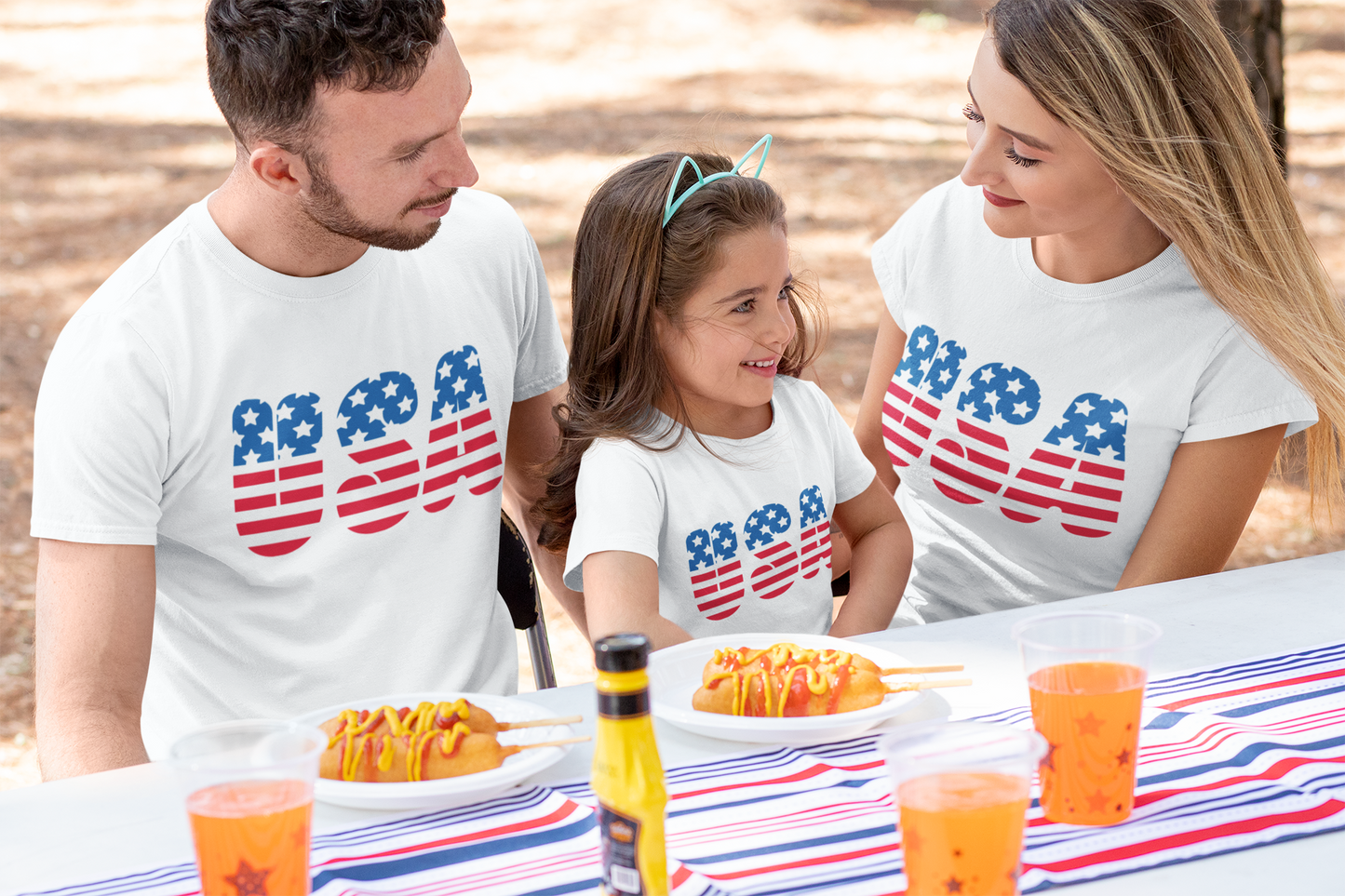 USA Flag Family Matching T-Shirts