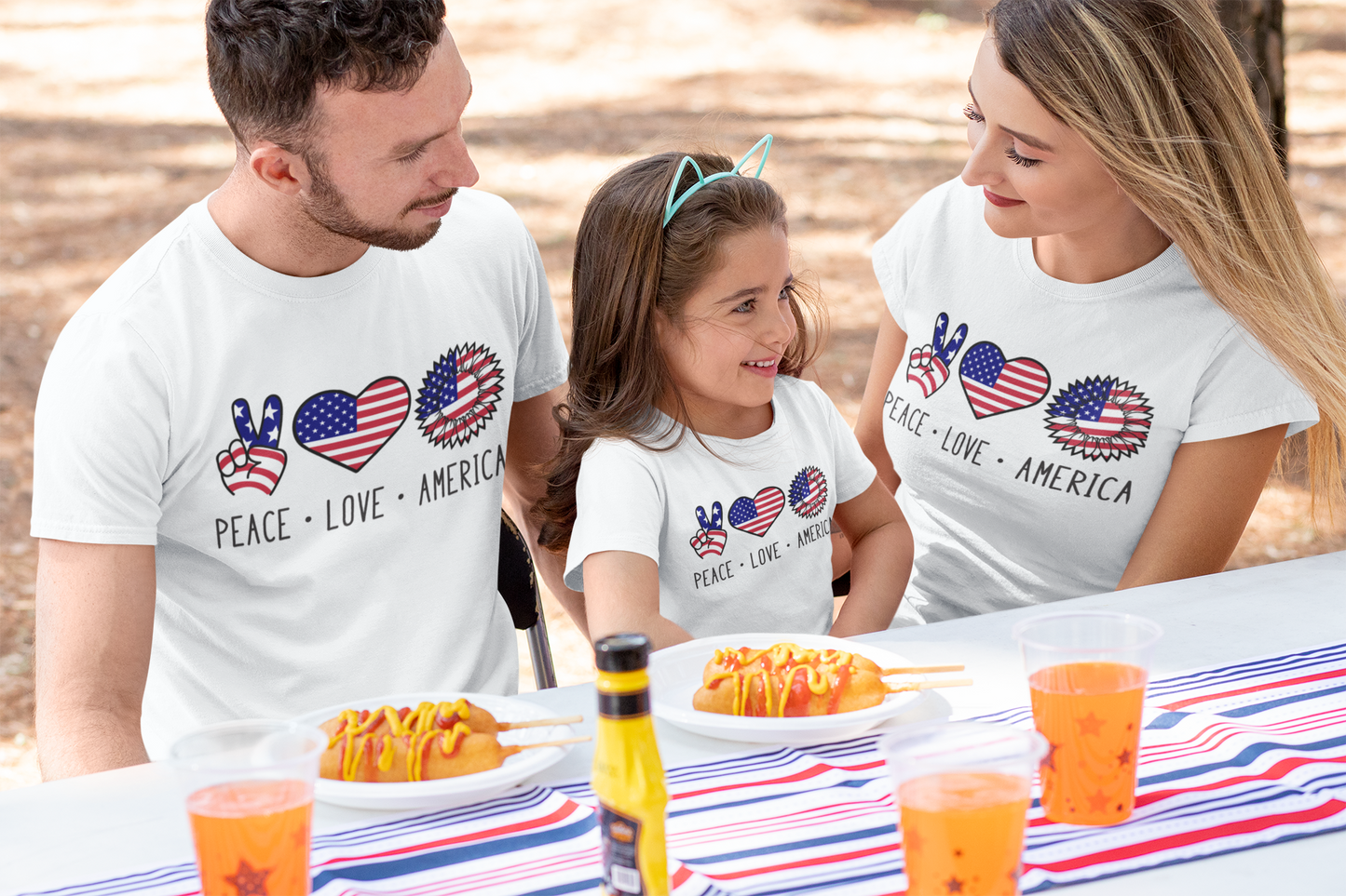 Peace Love America Family Matching T-Shirts