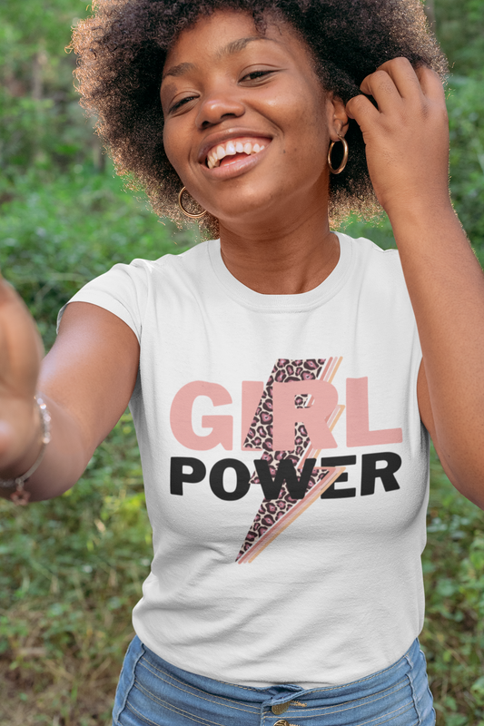 Girl Power Pink Leopard Graphic T-Shirt