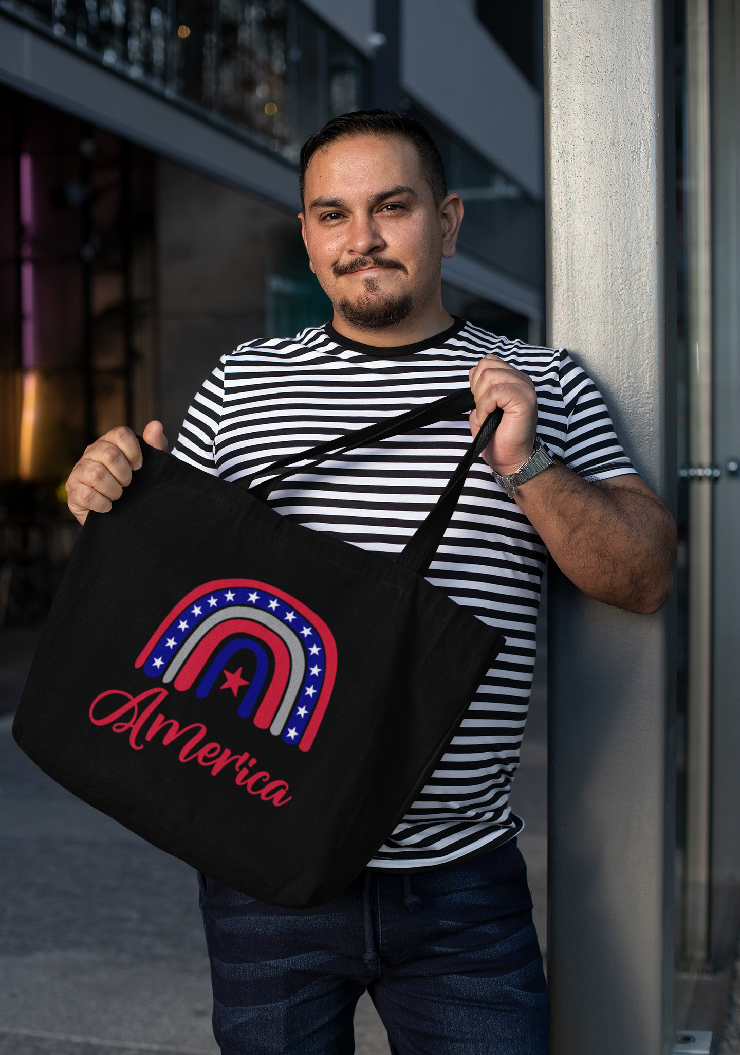 America Rainbow Jumbo Tote Bag