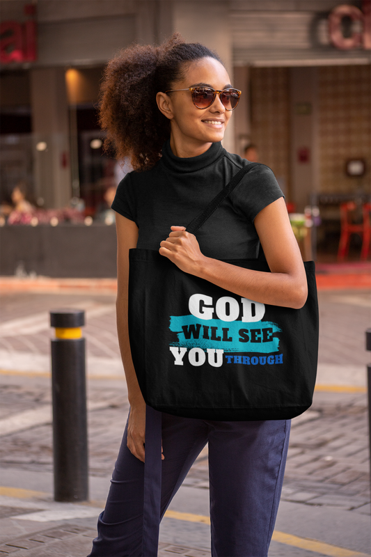 God Will See You Through Jumbo Tote - Blue