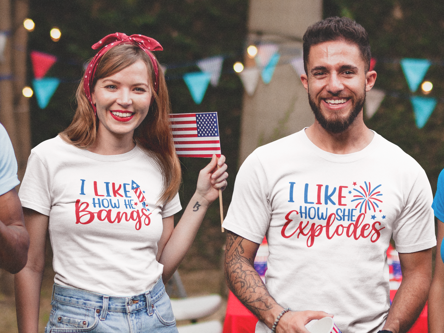 His Hers 4th of July Fireworks Couples T-Shirt
