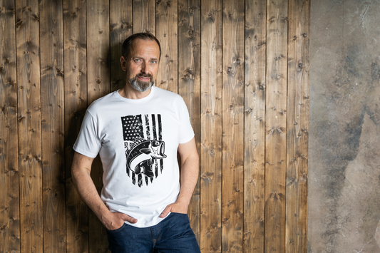 Bass Fish American Flag T-Shirt
