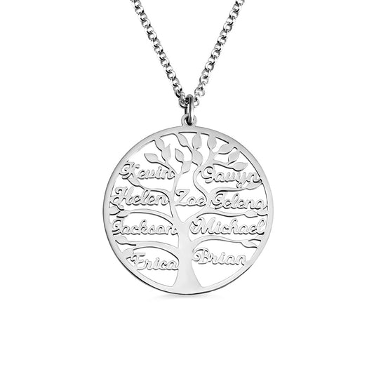 Personalized Family Tree Necklace | Stainless Steel | 1-9 Names