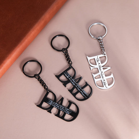 Gift For Dad | Custom Family Keychain Daddy Keychain Gift for Family Gift Cards Set