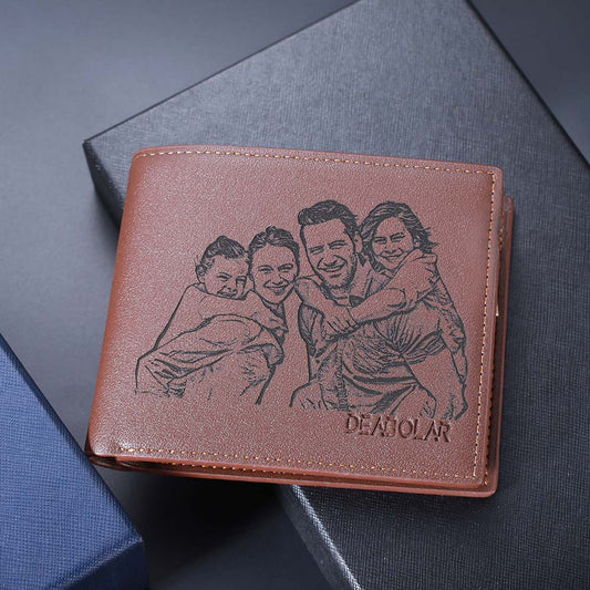 Gift For Him | Personalized Photo Leather Card Hold Wallet for Men