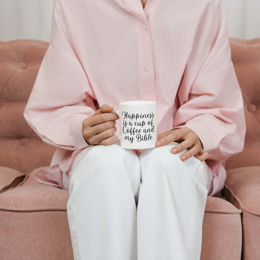 Happiness Is A Cup Of Coffee And My Bible Mug
