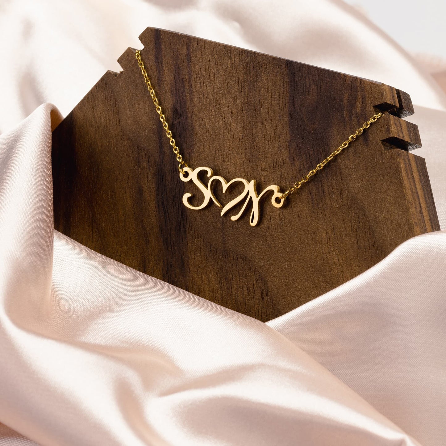 Double Initial Heart Custom Necklace