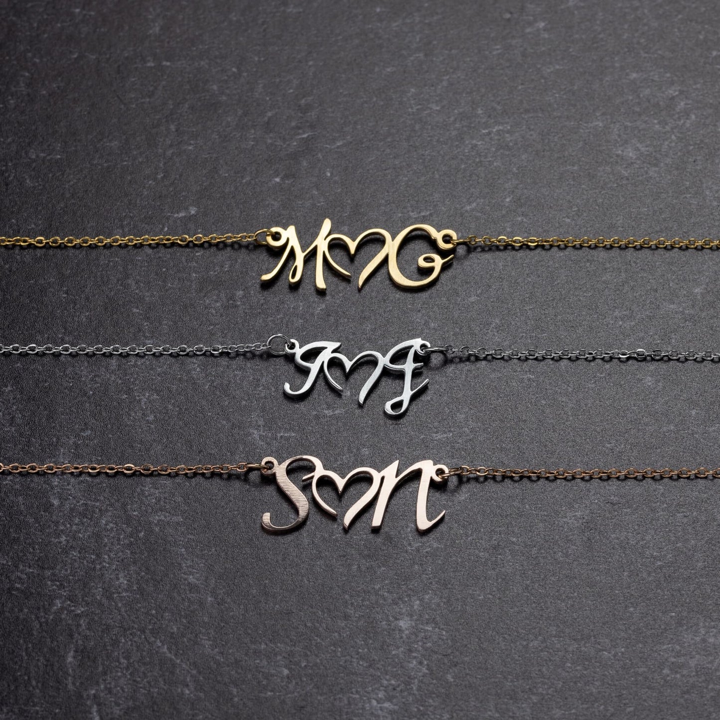 Double Initial Heart Custom Necklace