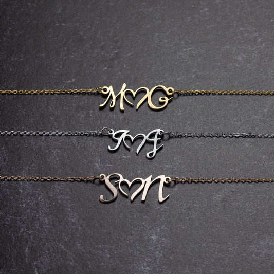 Double Initial Heart Custom Necklace