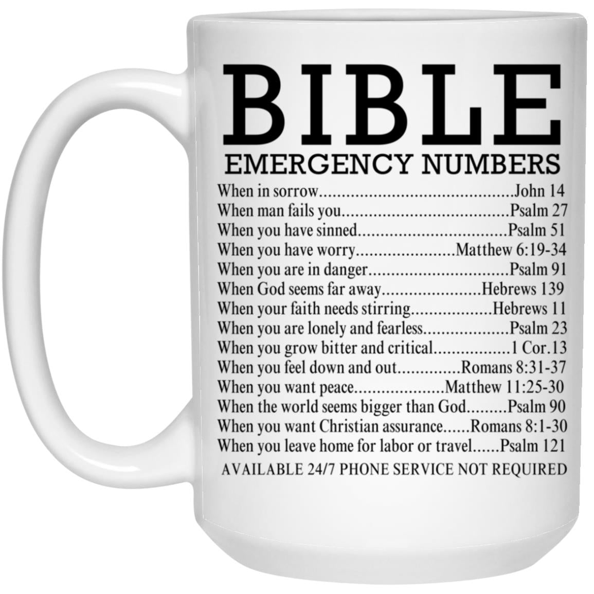 Bible Emergency Numbers Mug