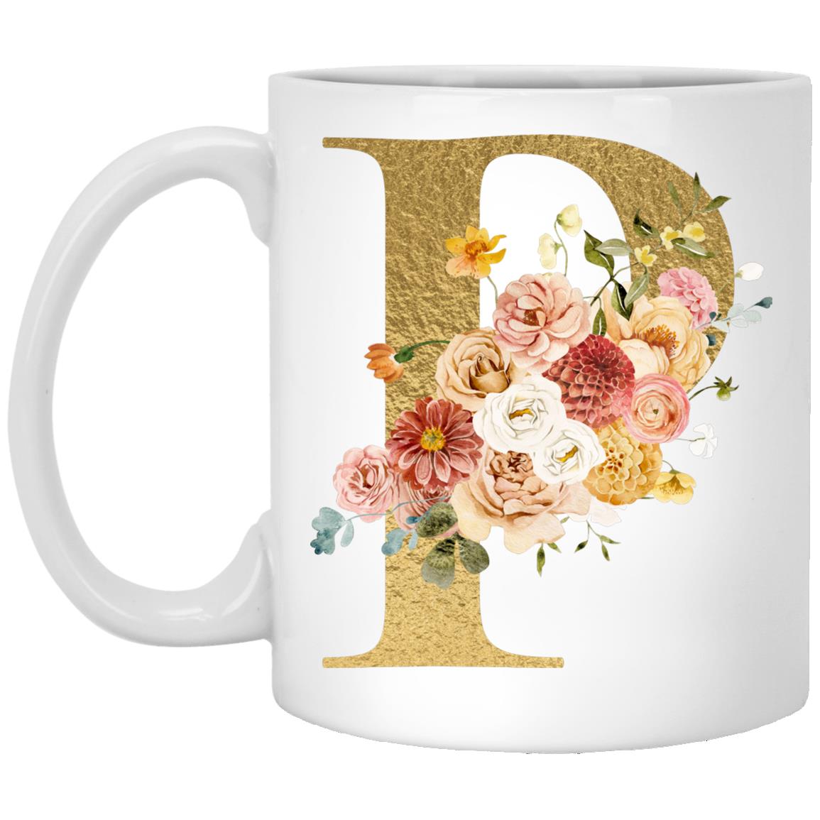 Gold Letter Initial Mug