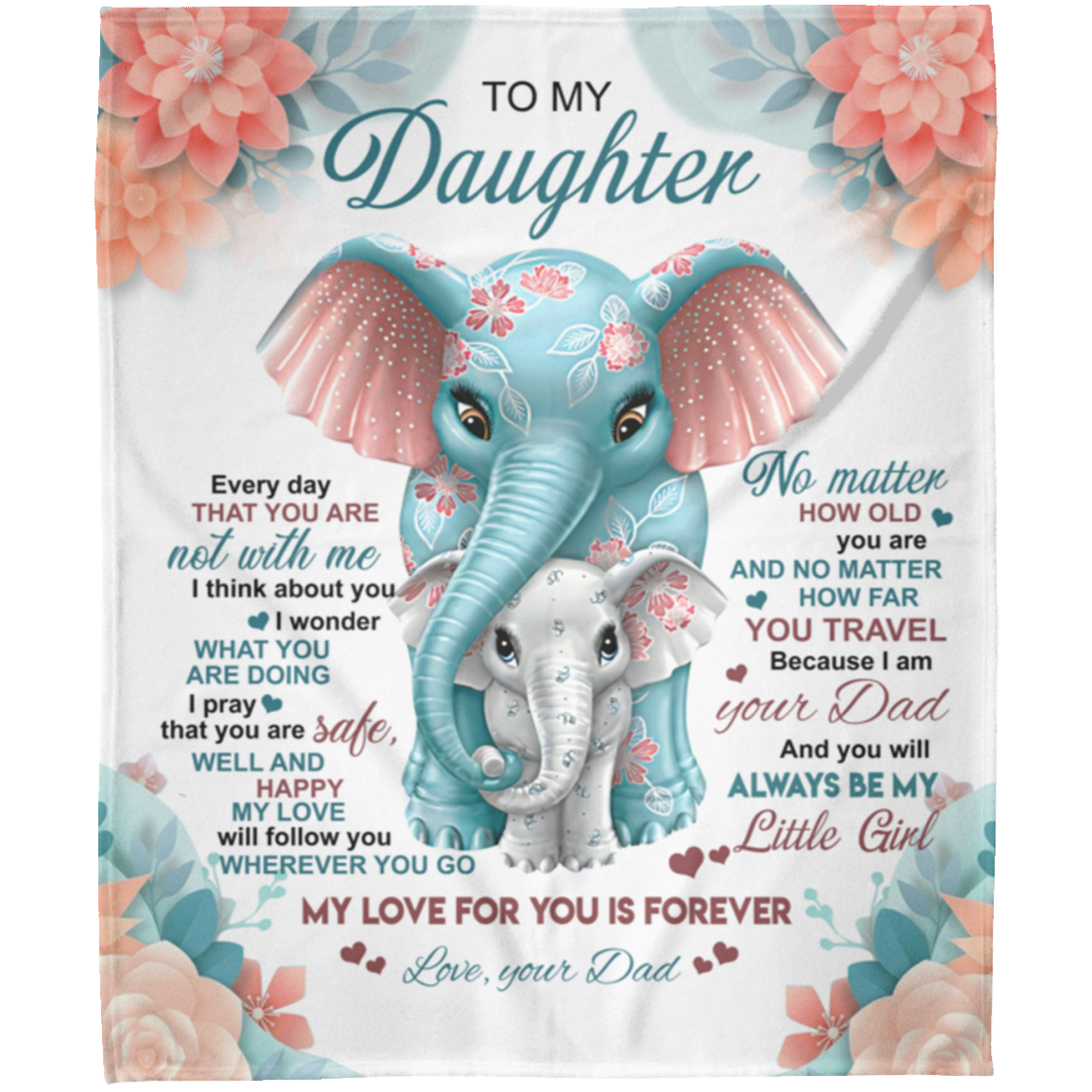 Gift For Daughter | Elephant Throw Blanket 50x60 | From Dad