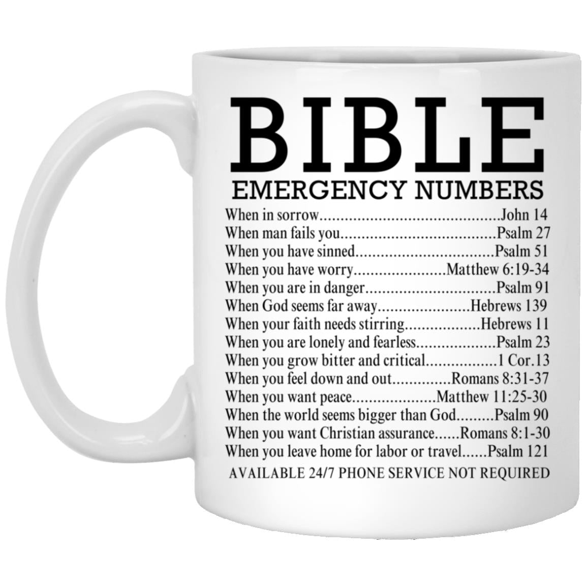 Bible Emergency Numbers Mug