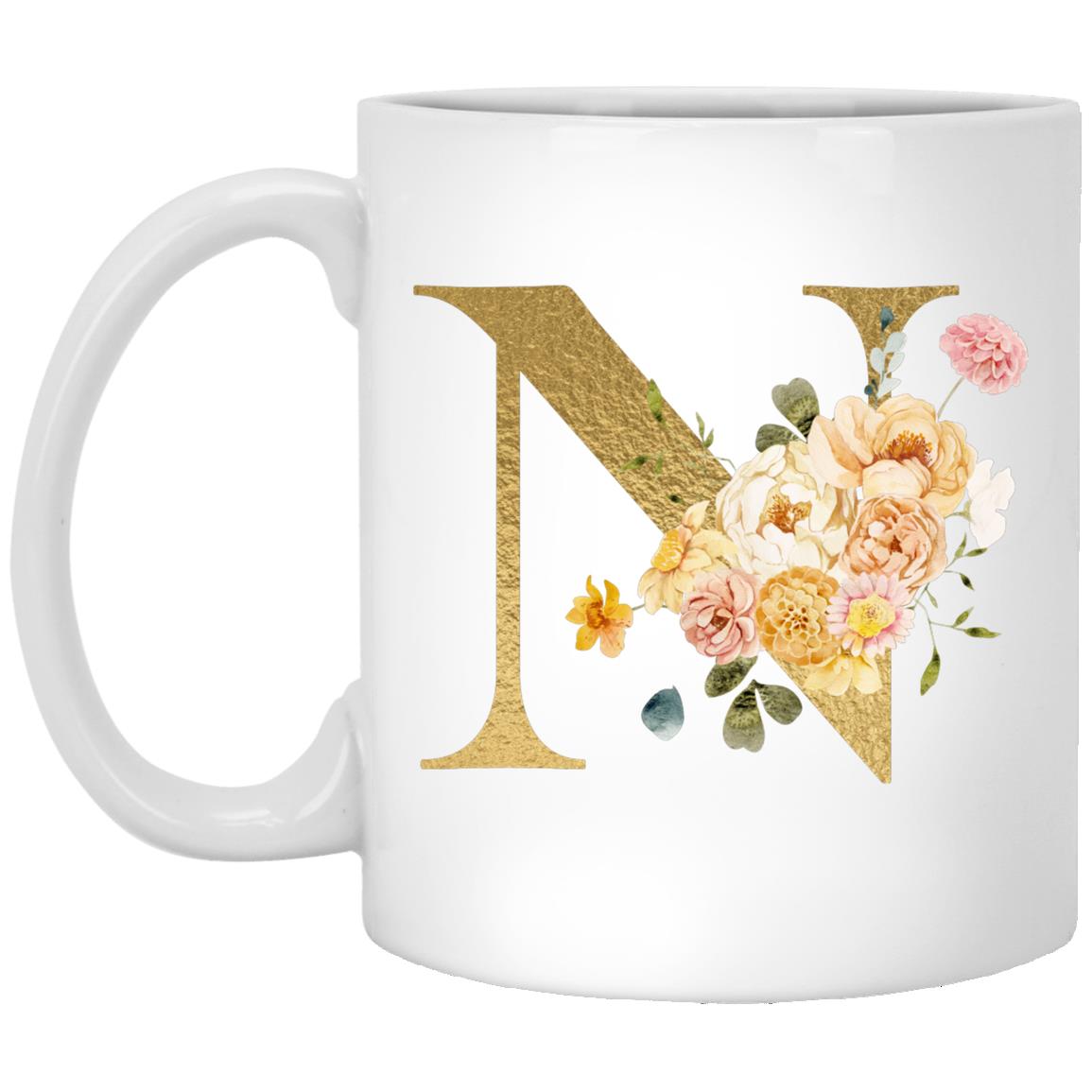 Gold Letter Initial Mug