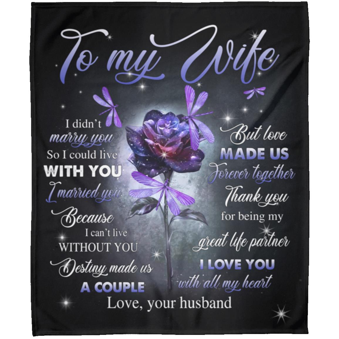 Gift For Wife | Forever Together Purple Rose Blanket From Husband