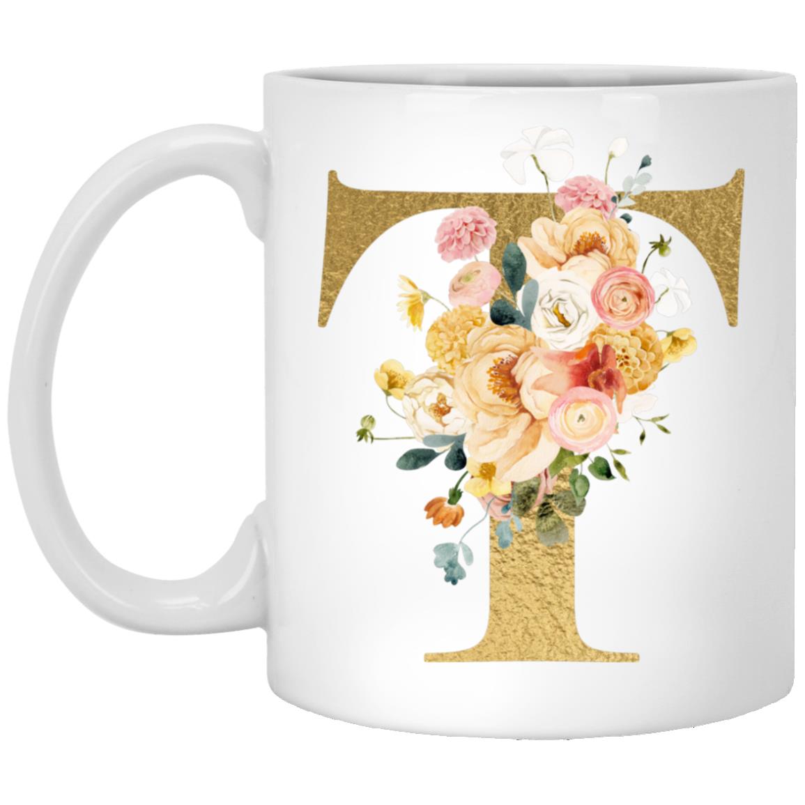 Gold Letter Initial Mug