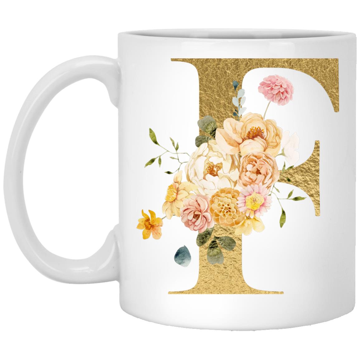 Gold Letter Initial Mug