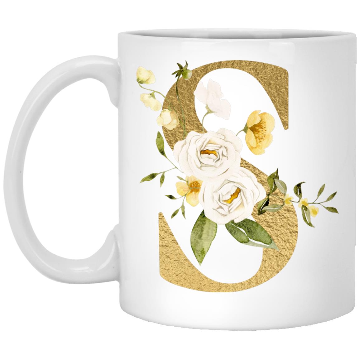 Gold Letter Initial Mug