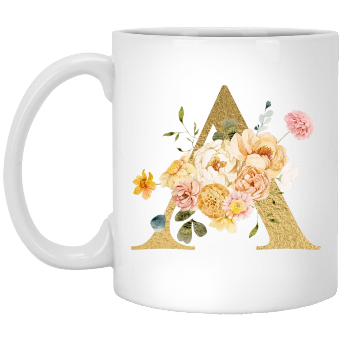 Gold Letter Initial Mug
