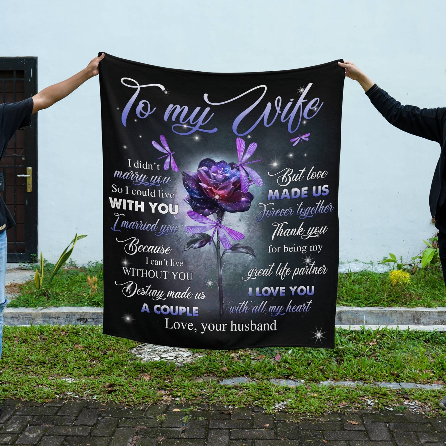 Gift For Wife | Forever Together Purple Rose Blanket From Husband