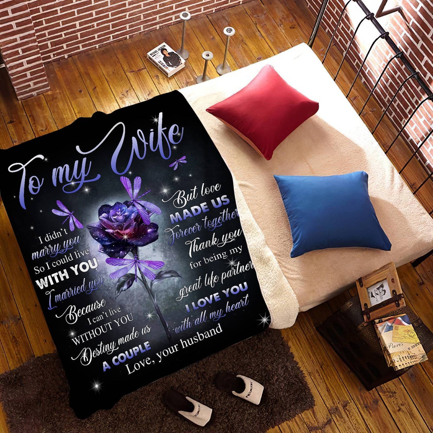 Gift For Wife | Forever Together Purple Rose Blanket From Husband