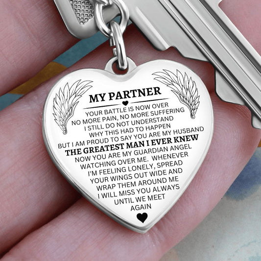 Guardian Angel Heart Keychain | In Memory of Gift, Sorry For Your Loss