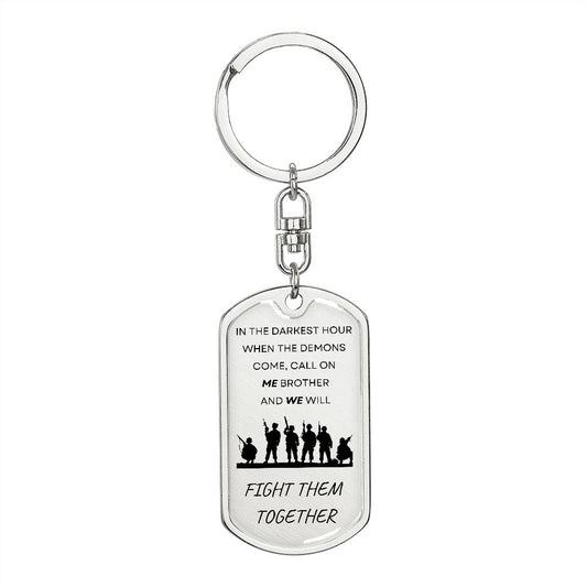 Military Gift | Fight Together Dog Tag Keychain - Veteran