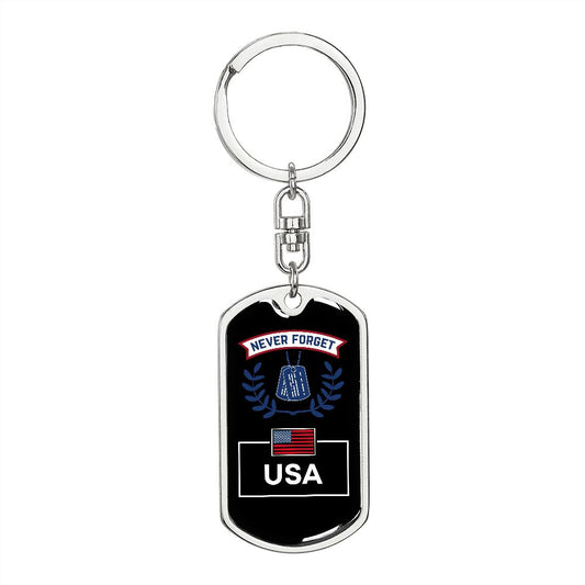 Military Gift | Never Forget USA Dog Tag Keychain - Veterans