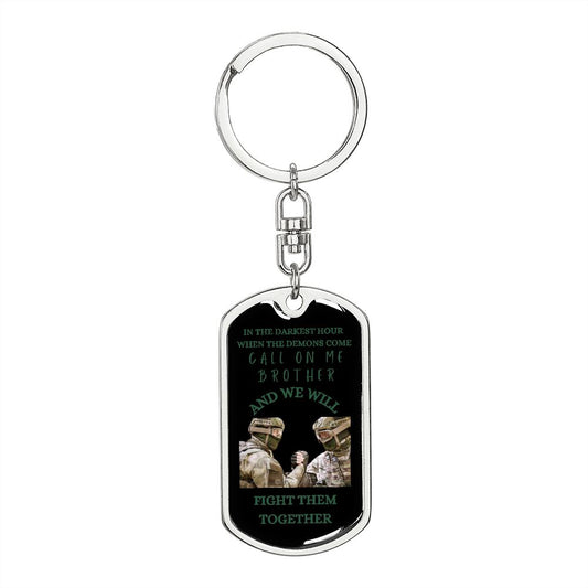 Military Gift | Call On Me Dog Tag Keychain - Green - Veterans