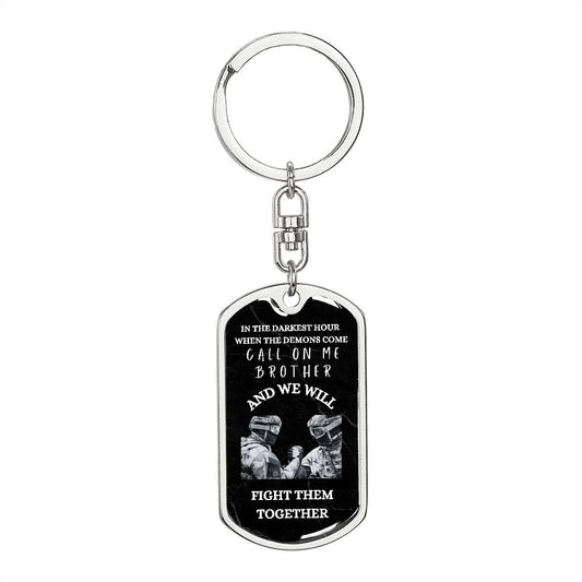 Military Gift | Call On Me Dog Tag Keychain - B&W - Veterans