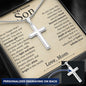 Gift For Son | Personalized Stainless Steel Cross Necklace - Precious Gift From Mom