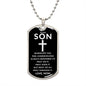 Gift For Son | Cross Dog Tag Necklace From Mom