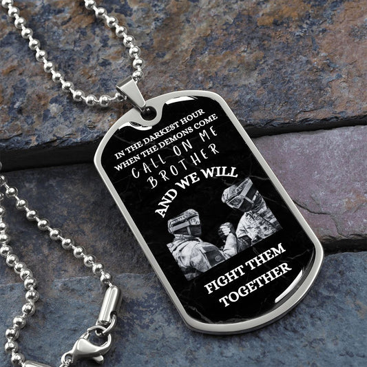 Military Gift | Call On Me Dog Tag Necklace - B&W - Veterans