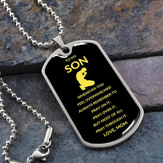 Gift For Son | Prayer Dog Tag Necklace From Mom