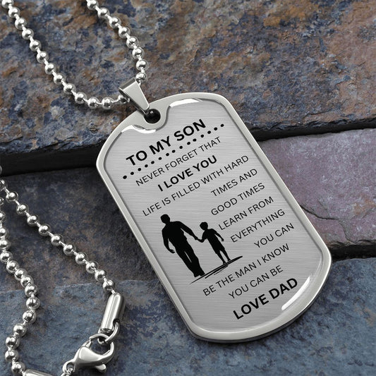Gift For Son | Learn From Everything Dog Tag Necklace From Dad