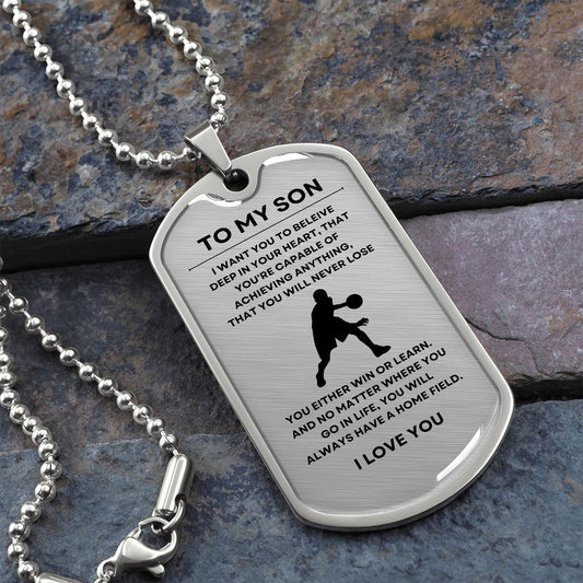 Gift For Son | Basketball Dog Tag Necklace