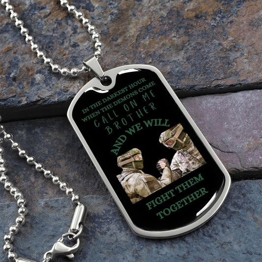 Military Gift | Call On Me Dog Tag Necklace - Green - Veterans