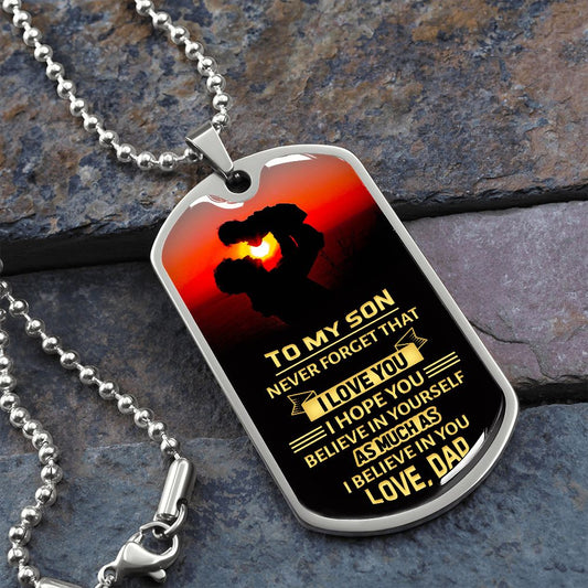 Gift For Son | I Love You Dog Tag Necklace From Dad