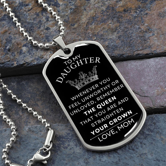 Gift For Daughter | Your Crown Dog Tag Necklace From Mom