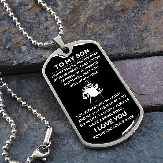 Gift For Son | Football Dog Tag Necklace